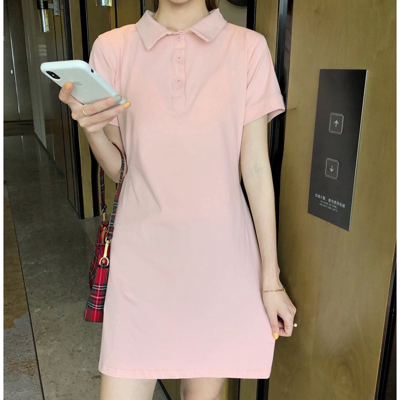 Váy polo ngắn tay màu hồng thiết kế xinh xắn thời trang cho nữ | BigBuy360 - bigbuy360.vn