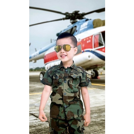 Bộ quần áo lính rằn ri cho bé siêu cool ngầu cho bé 10-30kg