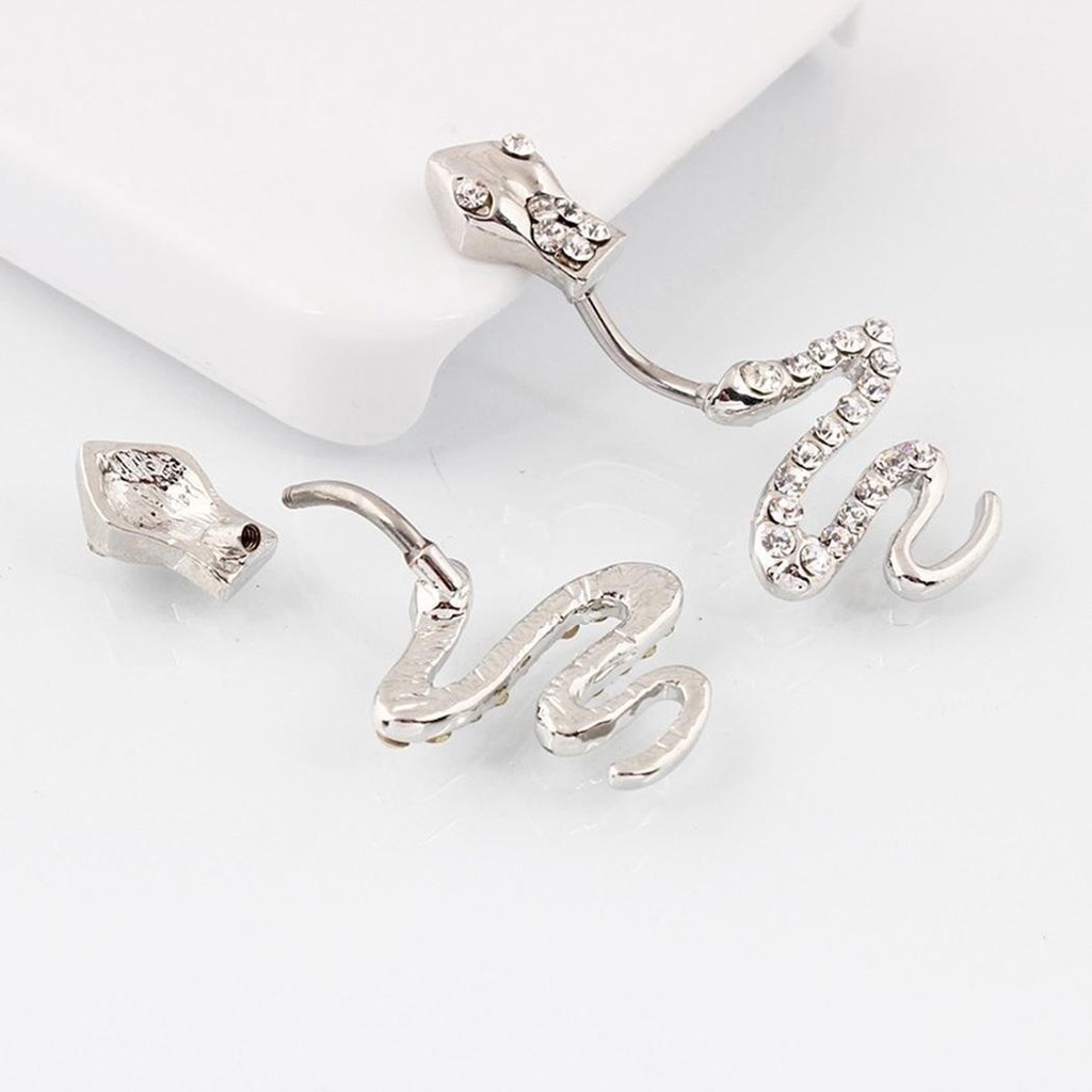 Khuyên rốn hình rắn đính đá phong cách cá tính 14g 316I