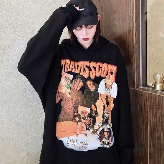 Áo Hoodie Tay Dài Dáng Rộng In Họa Tiết Phong Cách Hàn Quốc Thời Trang Cho Nữ | BigBuy360 - bigbuy360.vn