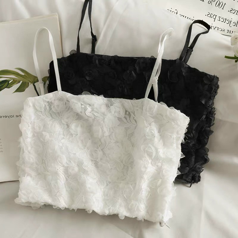 Áo bra ren hoa hồng nổi quai ngang tiểu thư Quảng Châu siêu xinh có đệm ngực - BRA01