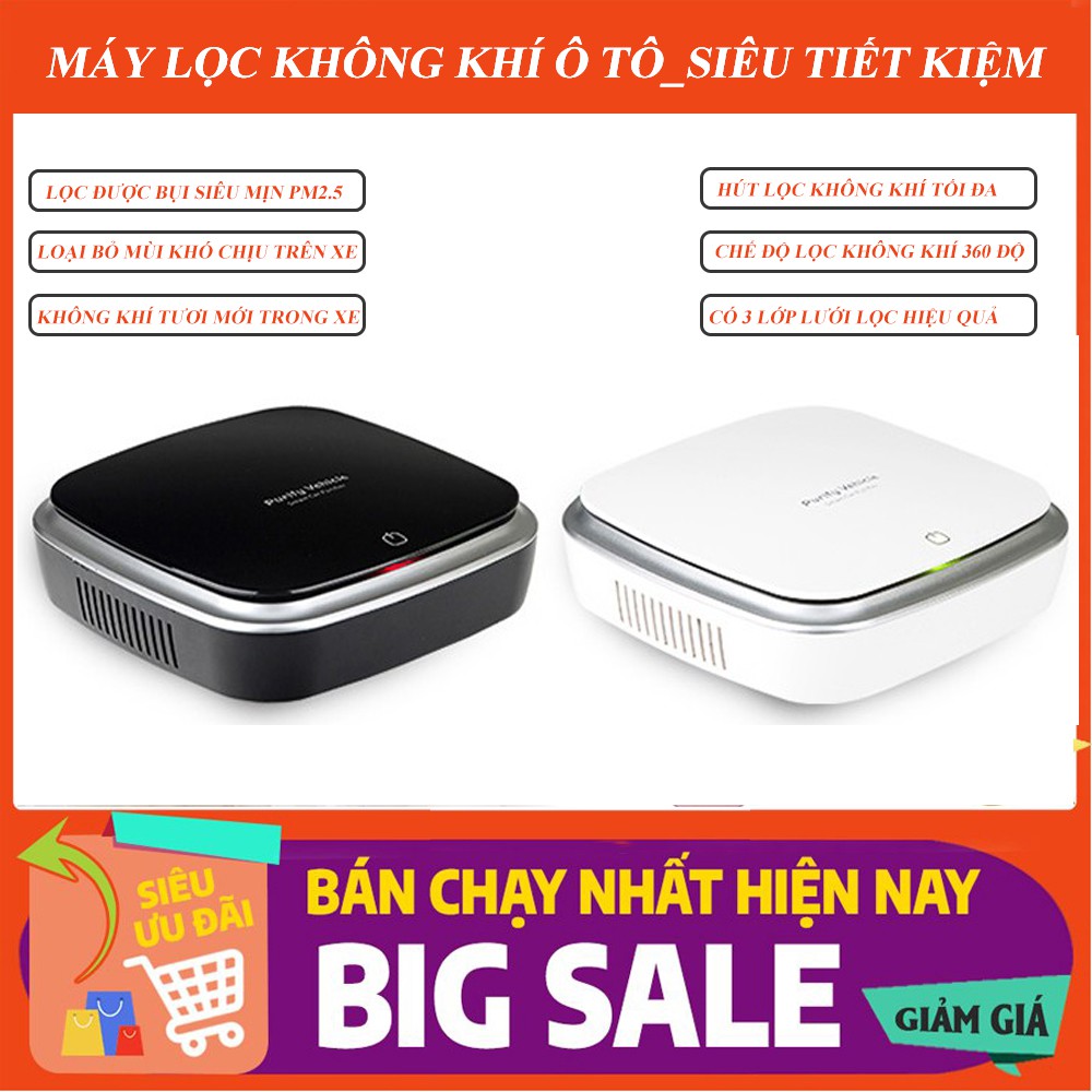 May Loc Khong Khi, Máy Lọc Không Khí Ô Tô - Chống Say Xe, Màng Lọc Hepa, Than Hoạt Tính, Có Nước Hoa Khô. BH 12 tháng!