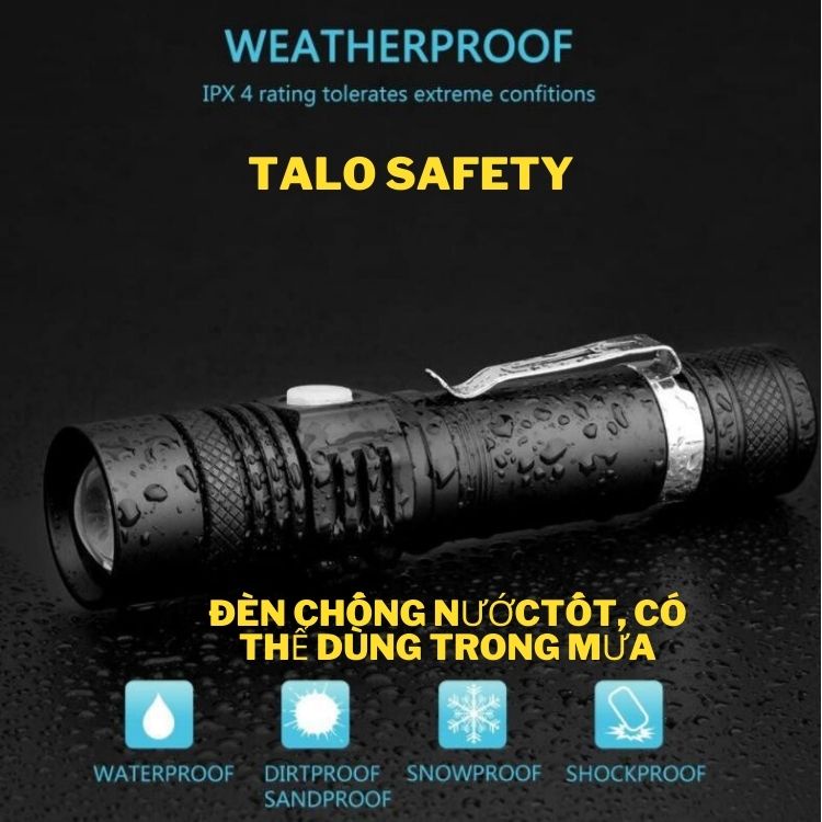 Đèn pin siêu sáng cầm tay mini led T6 MÃ 20, pin 18650 chống nước tốt