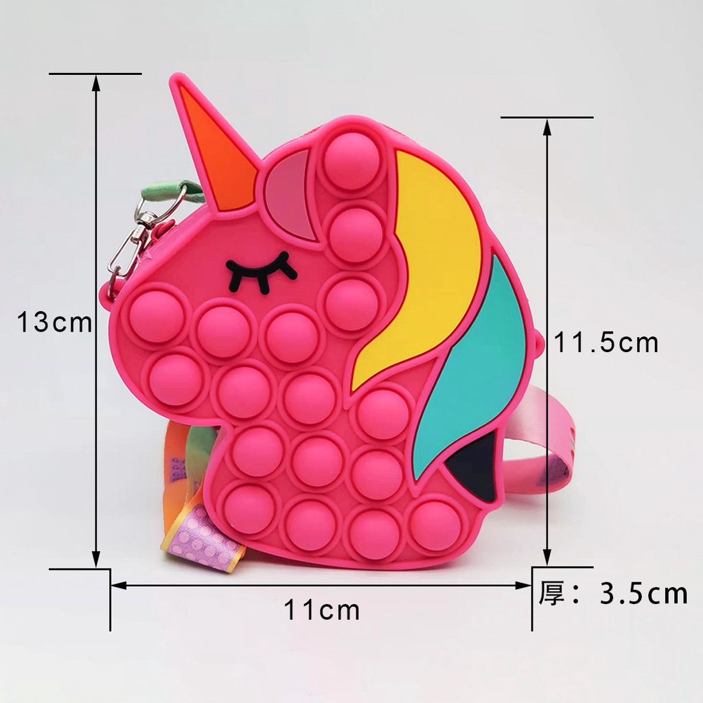 Túi đeo chéo hình kỳ lân màu cầu vồng cho bé