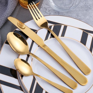 [GIÁ SỈ] Dao Muỗng Nĩa Inox VÀNG GOLD Cho Nhà Hàng, Quán Ăn, Bộ 3 Món Loại Dày, Hàng Đẹp, Sang Trọng, Đẳng Cấp