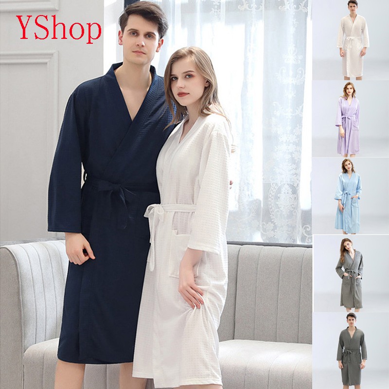 Men Women Dressing Gown,Soft Spring Thin Bathrobes Sleepwear Robe