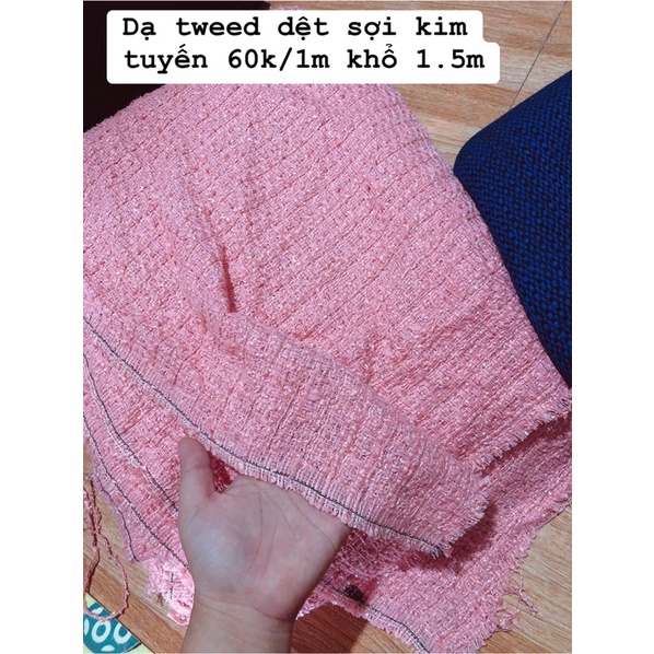 Vải dạ tweed xuất dư, Dạ tweed đệt sợi kim tuyến cực đẹp may váy áo blazer vest, sét áo chân váy thu đông cực xinh