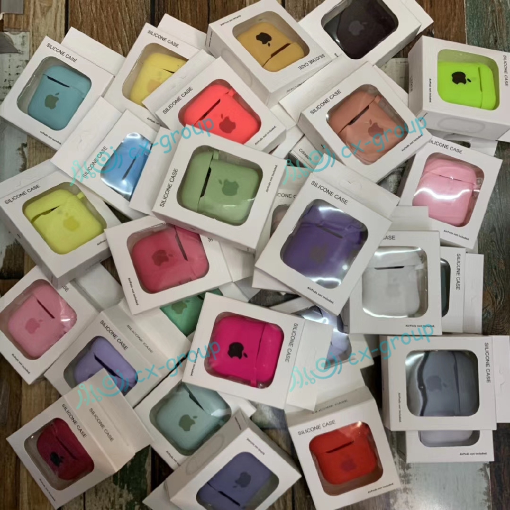 Ốp bảo vệ hộp sạc tai nghe AirPods 1 | 2 bằng silicon có logo Apple