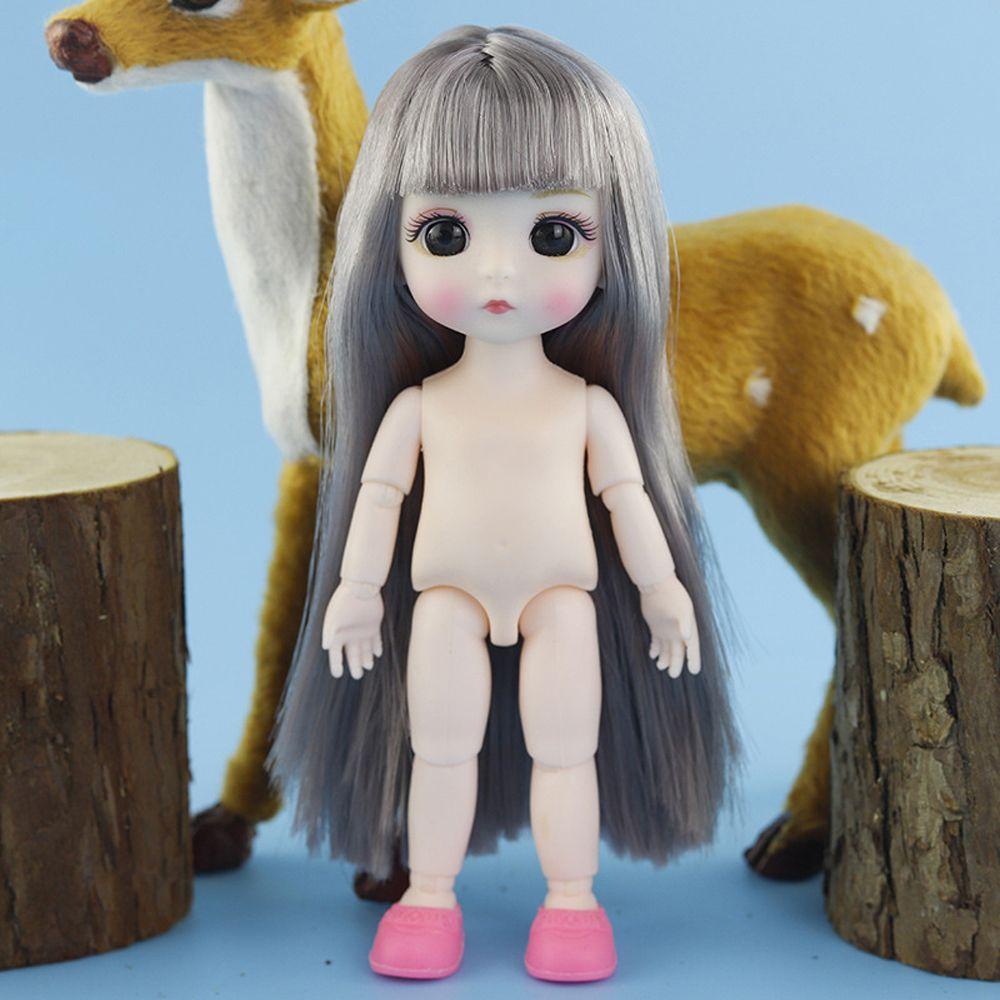 Búp Bê Mắt 3D Tóc Dài 16cm Tỉ Lệ 1 / 12