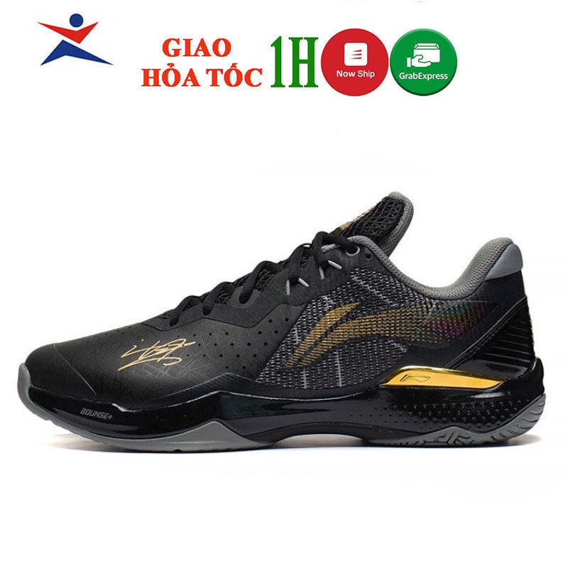 Giày cầu lông Lining Nam chính hãng AYTS034-1 màu đen, phiên bản chữ kí ChenLong đặc biệt
