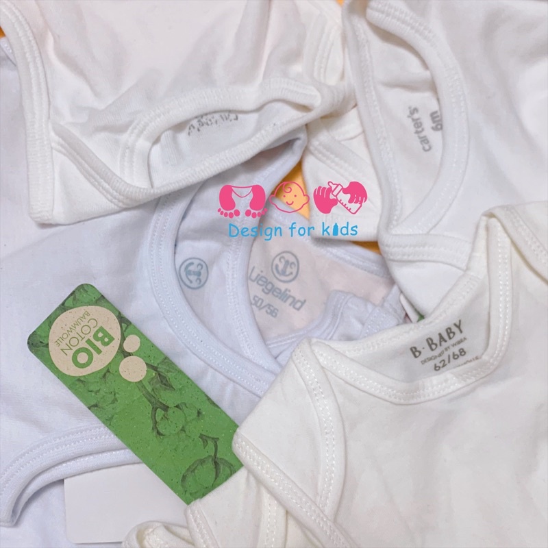 Sleepsuit và Set 3 body chip CỘC TAY, BA LỖ, DÀI TAY, HAI DÂY trắng trơn hàng hãng xuất dư cho bé trai và bé gái