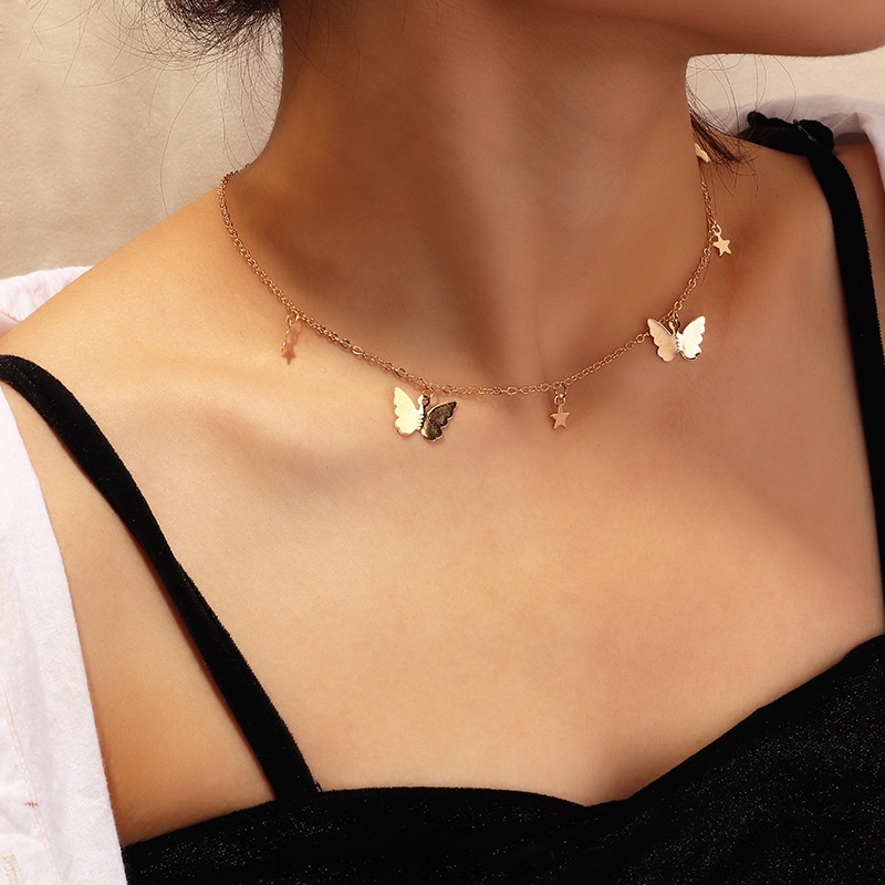 Vòng Cổ Nữ, Dây Chuyền, Choker Tạo Hình Bướm Điệu Đà