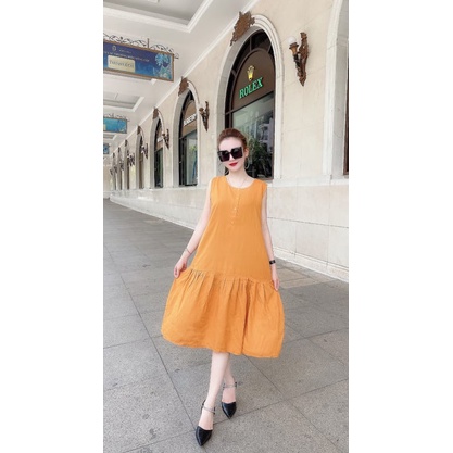 Váy lanh lụa màu sát nách đuôi cá