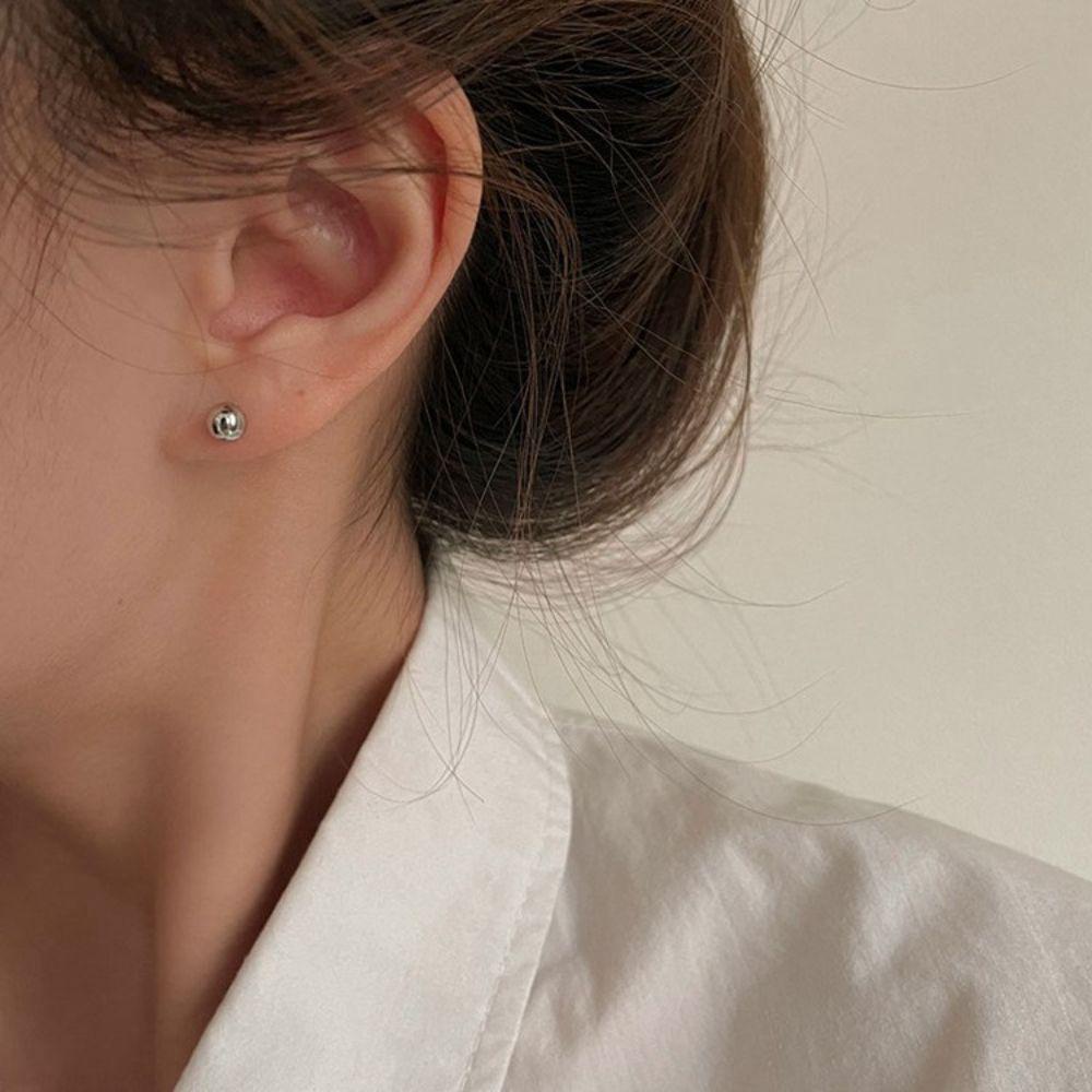 MXGOODS Bông Tai Mạ Bạc Hình Tròn Đơn Giản Phong Cách Hàn Quốc Cho Nữ