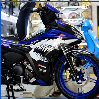 Tem trùm exciter 155 cá mập trắng xanh màng bóng