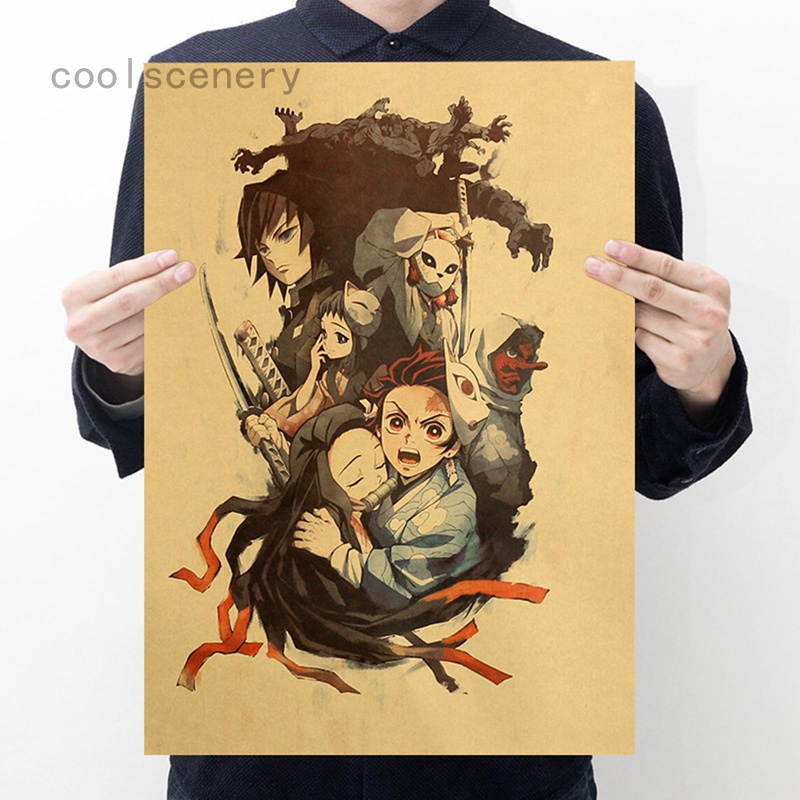 Poster treo tường trang trí in hình nhân vật anime Demon Slayer: Kimetsu no Yaiba Tanjirou Nezuko