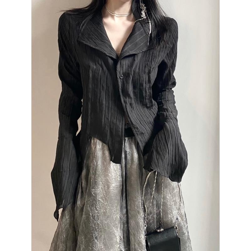 Áo Sơ Mi Tay Dài Dáng Ôm Phong Cách Retro Cho Nữ