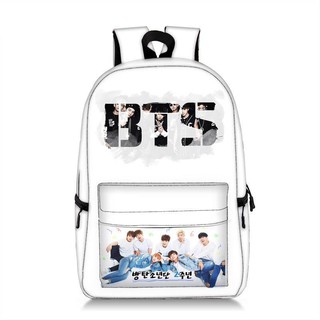 Balo BTS màu trắng cao cấp in hình nhóm BTS hàng loại 1