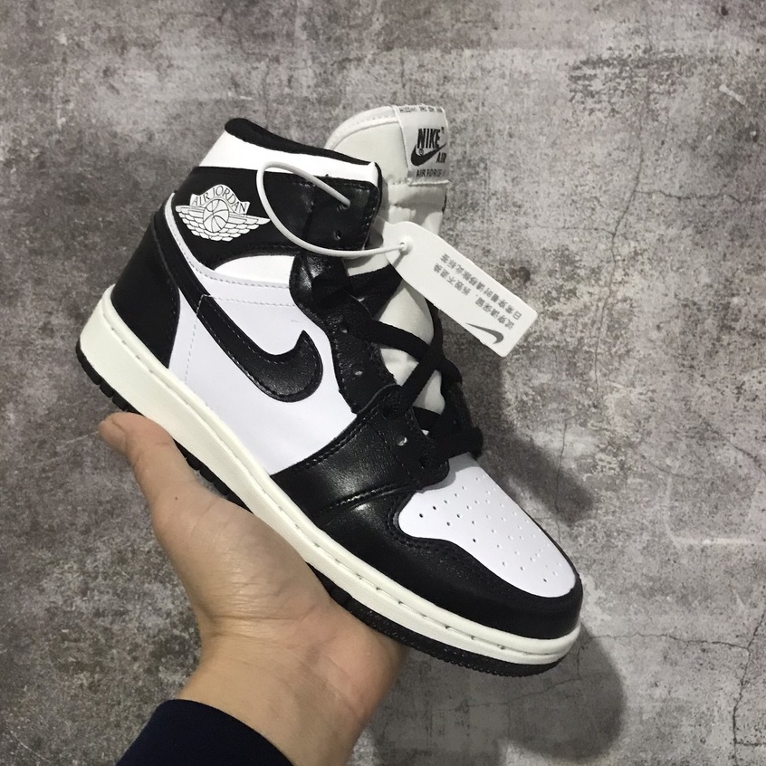 Giày thể thao JORDAN 1 PANDA đen trắng cổ cao Hot trend, Giày sneaker JD1 đen trắng cao cổ dùng đi học,tập gym,chạy bộ