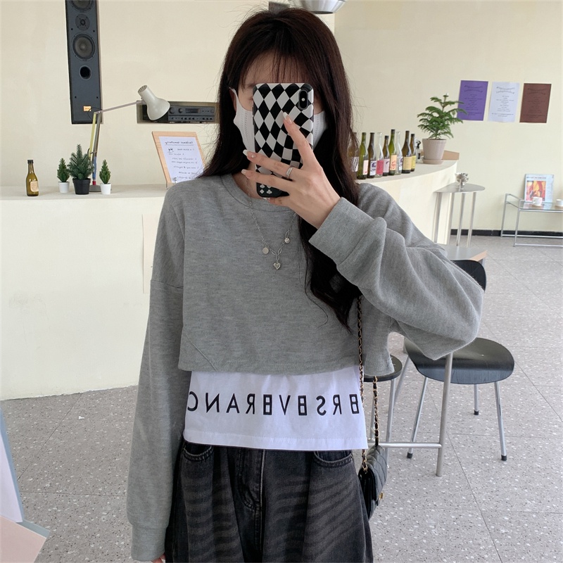 SUXI Áo Thun Dài Tay Phối Màu Thời Trang Nữ Tính