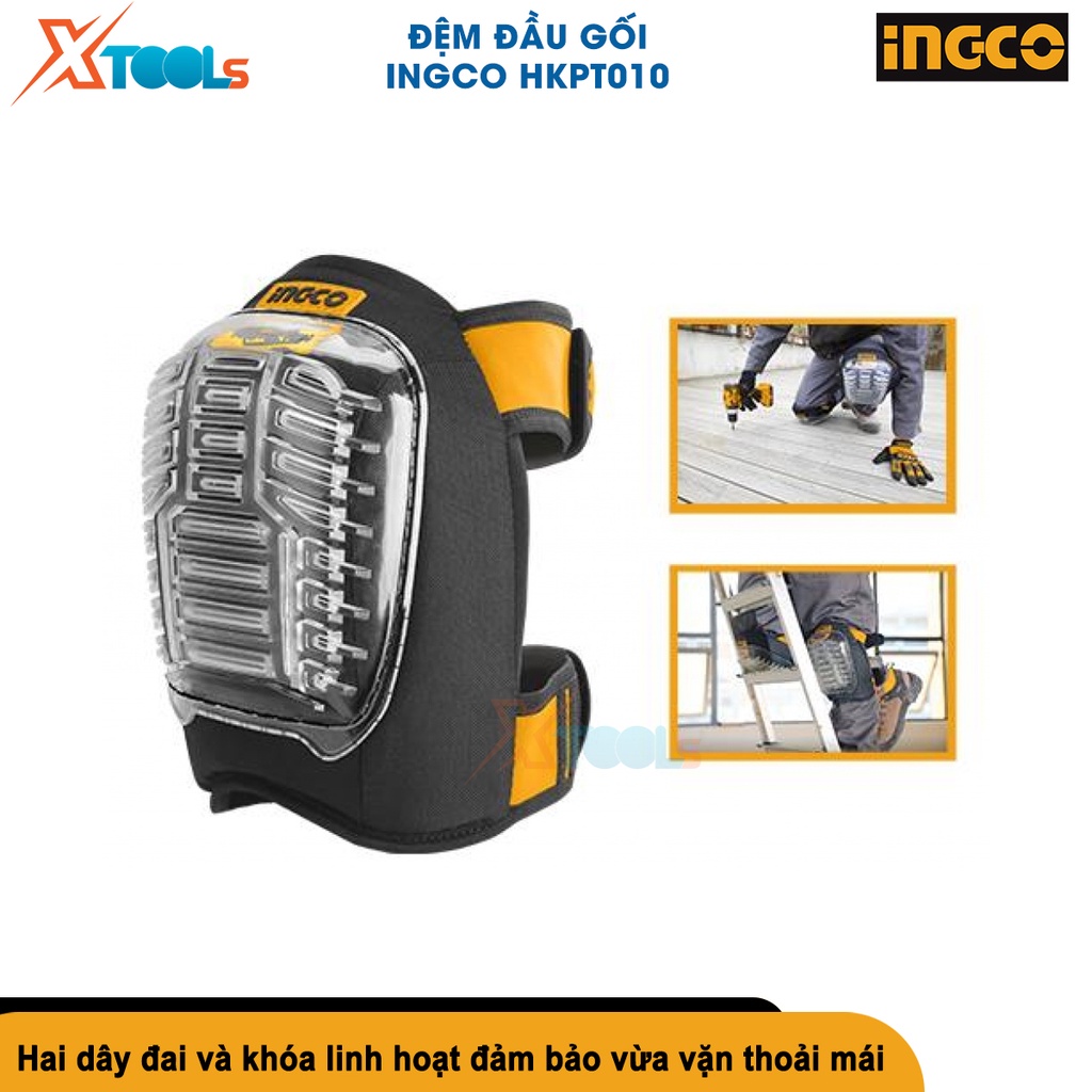 Đệm đầu gối INGCO HKPT0101, mặt nạ đầu gối kích thước 215x180mm, vỏ ngoài bằng PVC chống va đập [CHÍNH HÃNG][XTOOLS]