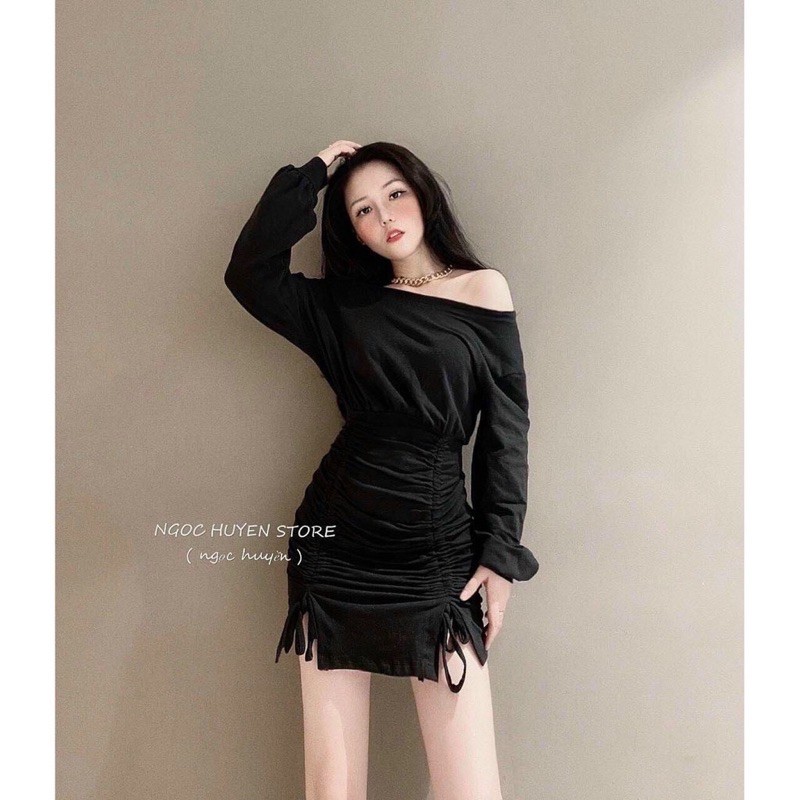 Váy body tay dài nhúng 2bên