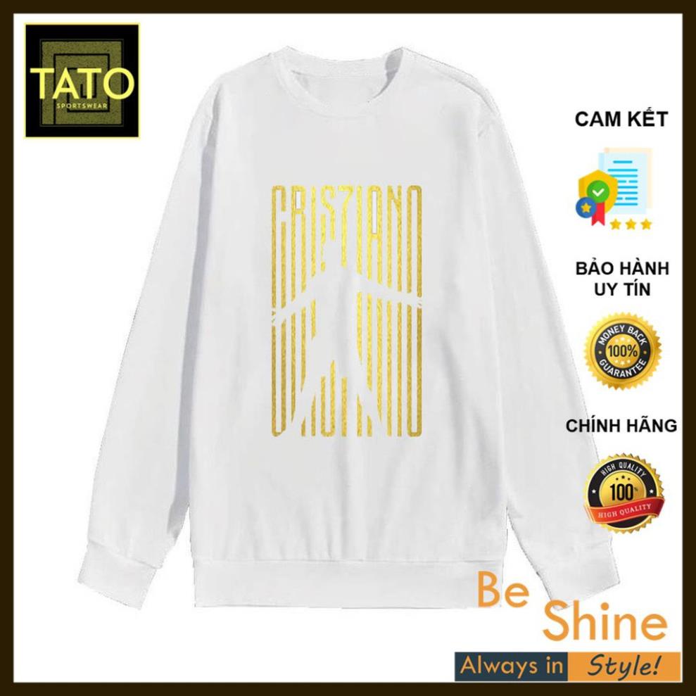 Áo Sweater Ronaldo CR7 in Nhũ Vàng Độc Đáo - Áo Nỉ Dài Tay Unisex Form Rộng Thời Trang Nam Nữ - Tato Unisex Clothing