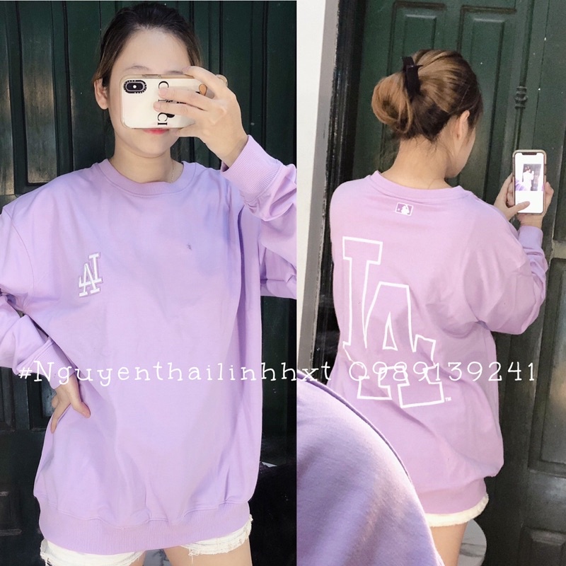 Áo nỉ sweater Ny MLB xuất in big logo basic sau lưng dài tay cổ tròn | BigBuy360 - bigbuy360.vn