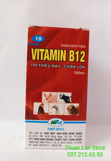 Vitamin B12 Giải Độc Cho Cây, Trị Bệnh Thiếu Máu Cho Động Vật ( chai 100ml )