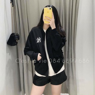 ÁO BOMBER ĐEN THÊU LOGO NY - ÁO KHOÁC THÊU CHỮ NY HOT