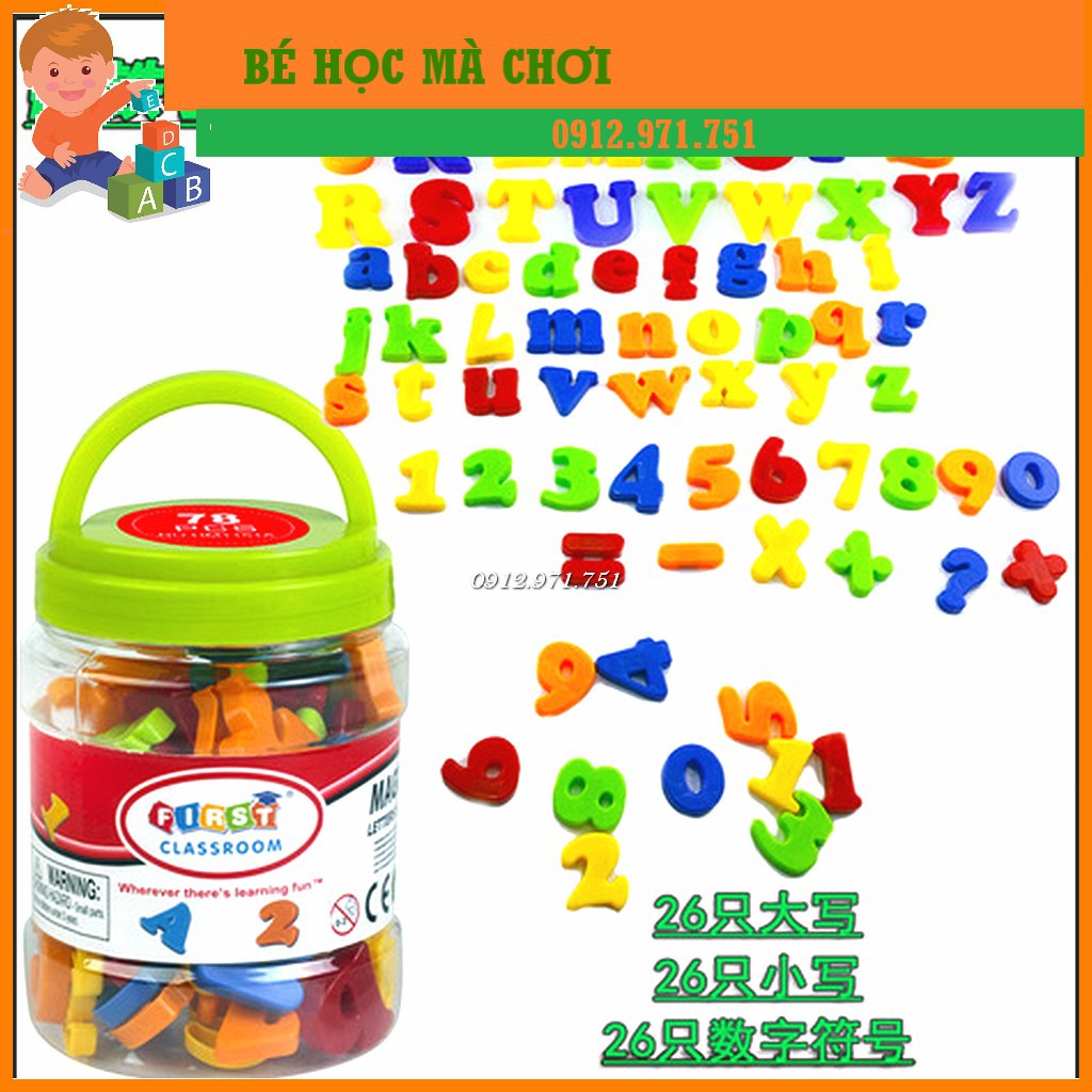 Hộp chữ cái và số nam châm - Hàng chính hãng First Classroom