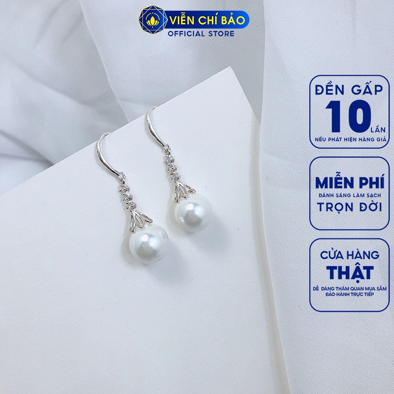 Bông tai bạc nữ hạt châu chất liệu bạc 925 thời trang phụ kiện trang sức Viễn Chí Bảo B400019