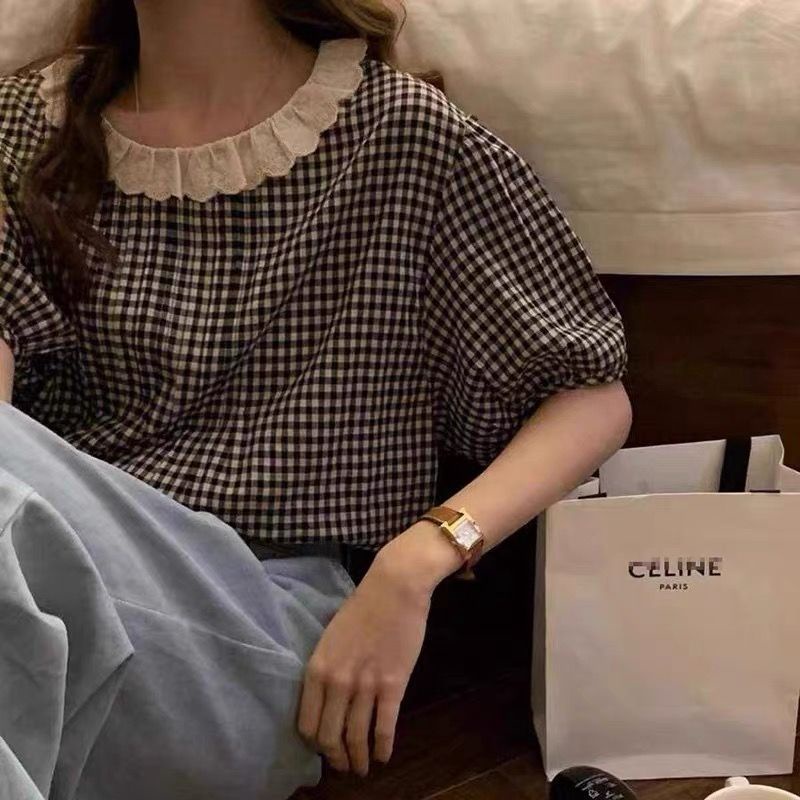 Áo Sơ Mi Nữ Viền Ren Cổ Búp Bê Ngọt Ngào Phong Cách Hàn Quốc Mới