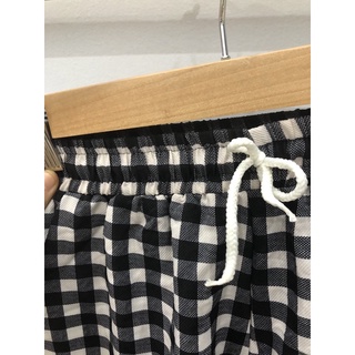 Quần đùi cotton lụa eo chun hoạ tiết caro