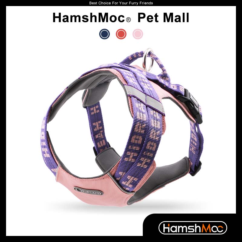 HamshMoc Dây đai cho thú cưng có lớp lót mềm mại và dải phản quang và tay cầm dễ điều chỉnh cho chó cưng lớn / trung bình / nhỏ