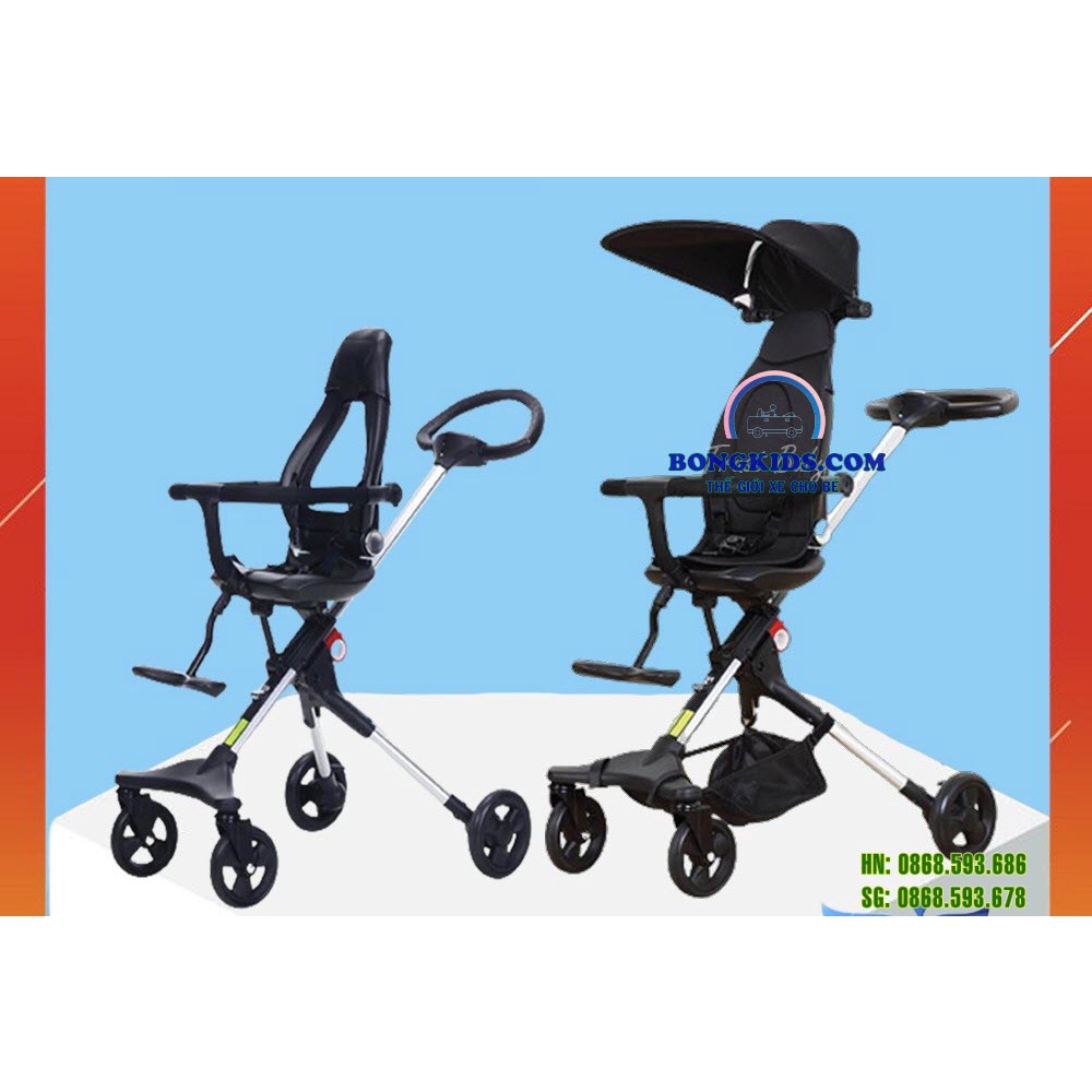 Xe đẩy gập gọn cao cấp Ride X1 ⚡GHẾ LƯỚI THOÁNG⚡ cho bé 6-48 tháng, đẩy 2 chiều, ngả 2 tư thế, ghế đệm da