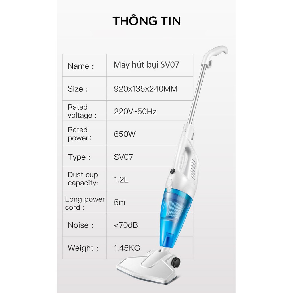 Máy hút bụi cầm tay Perfect PF-SV07 công suất 650W - Hàng chính hãng bảo hành 12 tháng