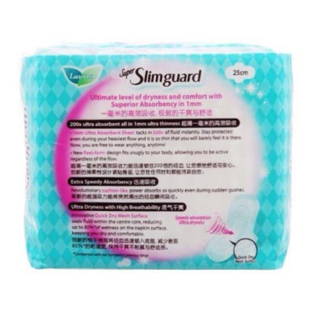 Băng vệ sinh Laurier Super Slimguard siêu siêu mỏng có cánh 16 miếng 25cm