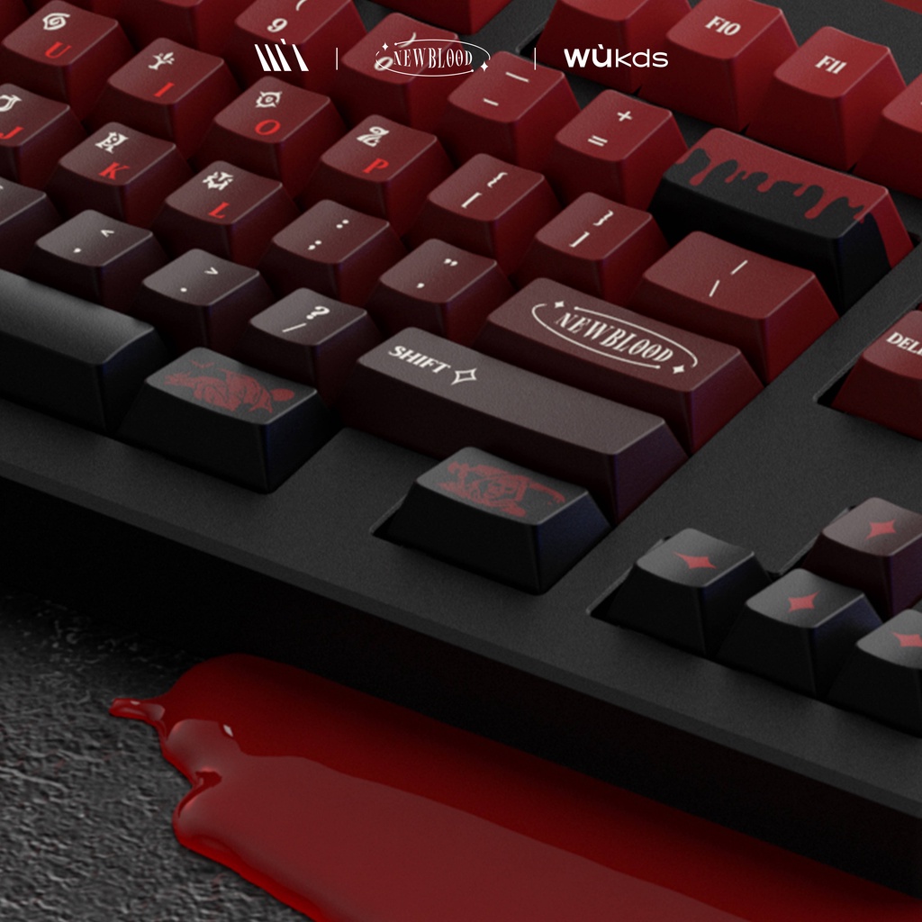 WUKDS MỚI BLOOD Keycaps 150 Phím PBT Thuốc nhuộm thăng hoa Keycaps Cherry Profile Keycaps dành cho Bàn phím cơ Cherry Gateron MX Công tắc