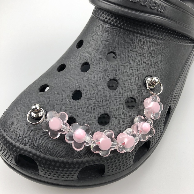 Thời trang cầu vồng hoa crocs jibbitz chain rhinestones jibits croc charm crystal heart croc jibbits for women shoes phụ kiện giày bùa ghim trang trí