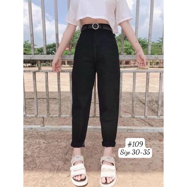 Quần Baggy Jean Nữ Bigsize Lưng Cao Trơn Dễ Phối Đồ Chất Dày Dặn Từ 40kg Đến 80kg