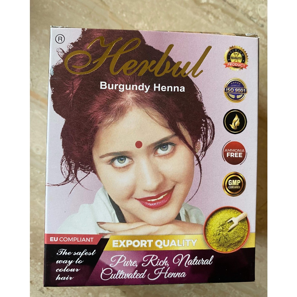 Bột nhuộm tóc thảo dược Herbul Henna - Màu Đỏ Burgundy