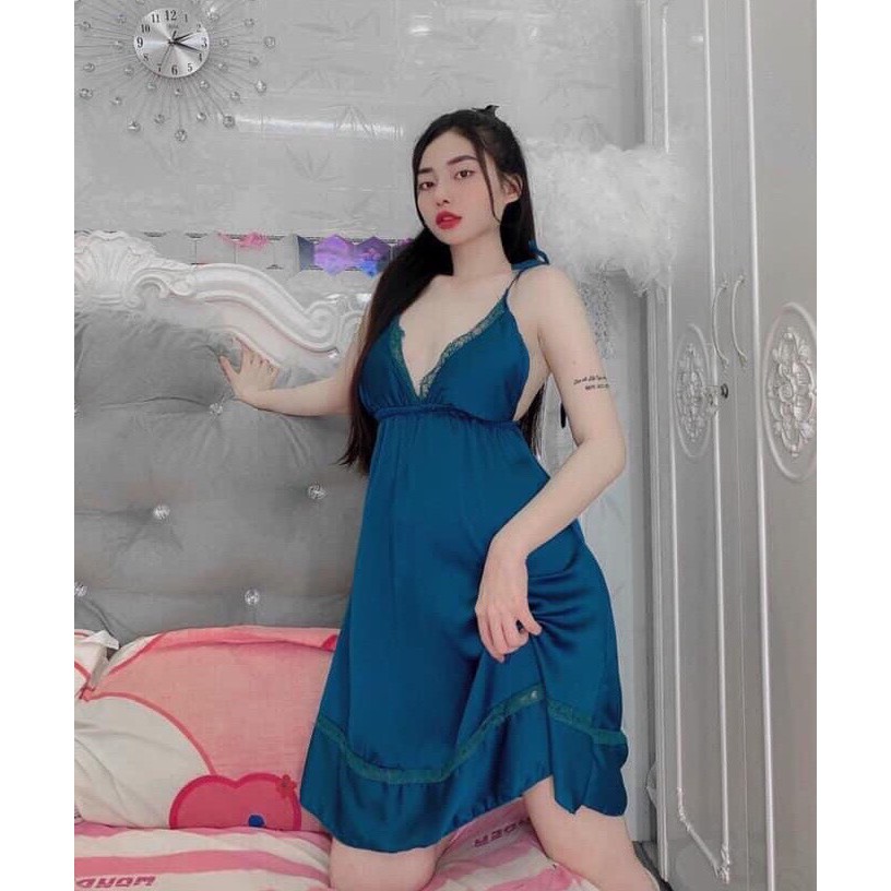 [SIZE 45-60KG] ĐẦM SATIN 2 DÂY CÓ MÚT, CHẤT VẢI MỊN MÁT ÍT NHĂN KẾT HỢP REN CÁCH ĐIỆU - XƯỞNG NHÀ MAY BAO ĐẸP