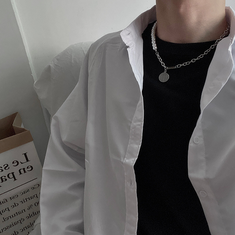 Dây chuyền đính hạt ngọc trai giả phong cách hip hop cổ điển thời trang