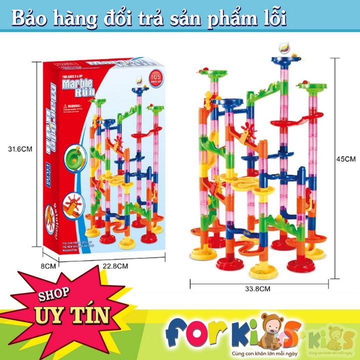 Lắp ráp tháp bi lăn, đồ chơi lắp ráp thả bi Marble run 105 chi tiết cho bé