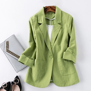 Áo vest blazer nữ Linen tay lỡ sắn trẻ trung