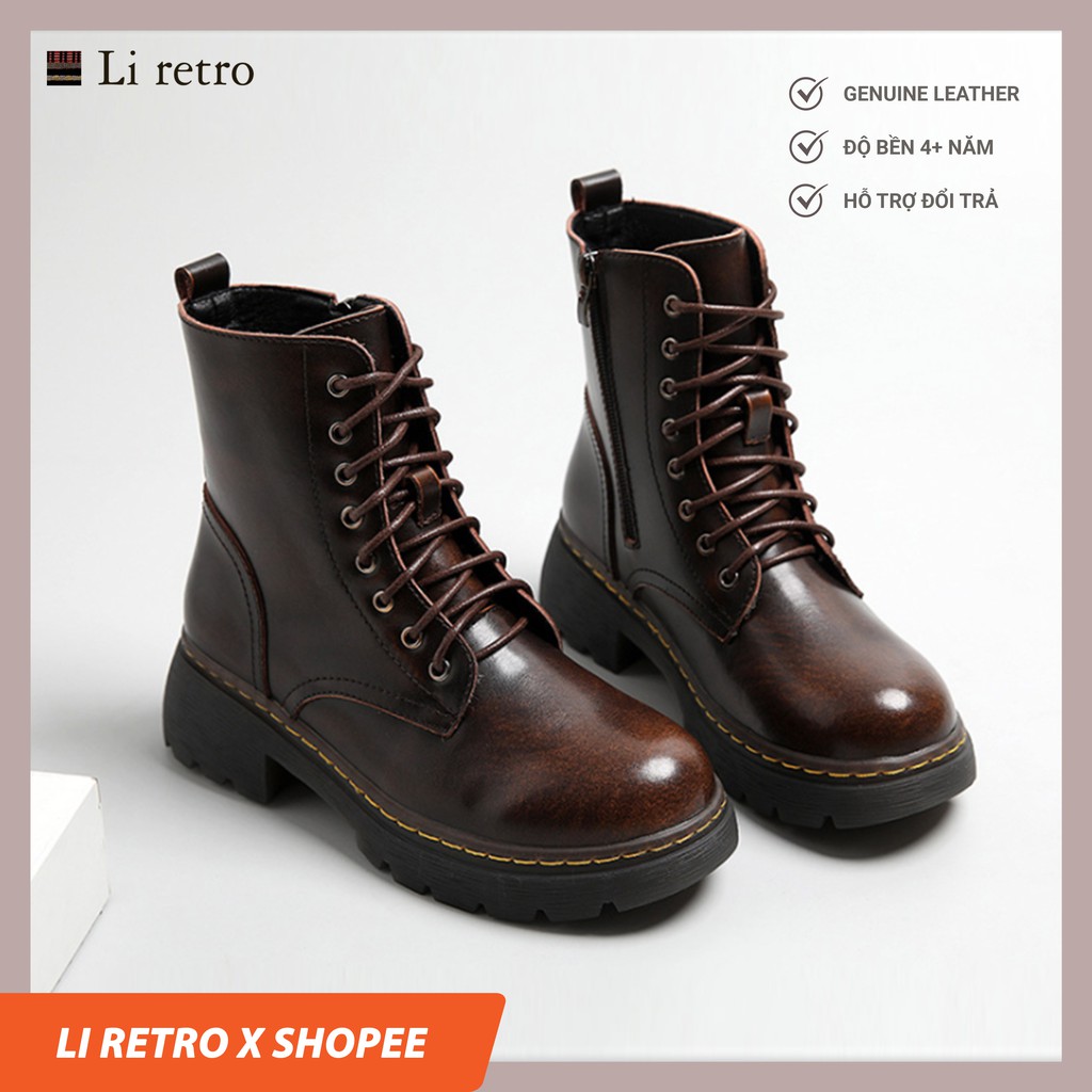 [Pre-order] Giày da nữ vintage da bò thật MZDL - Dr Boots 4.5 | BigBuy360 - bigbuy360.vn