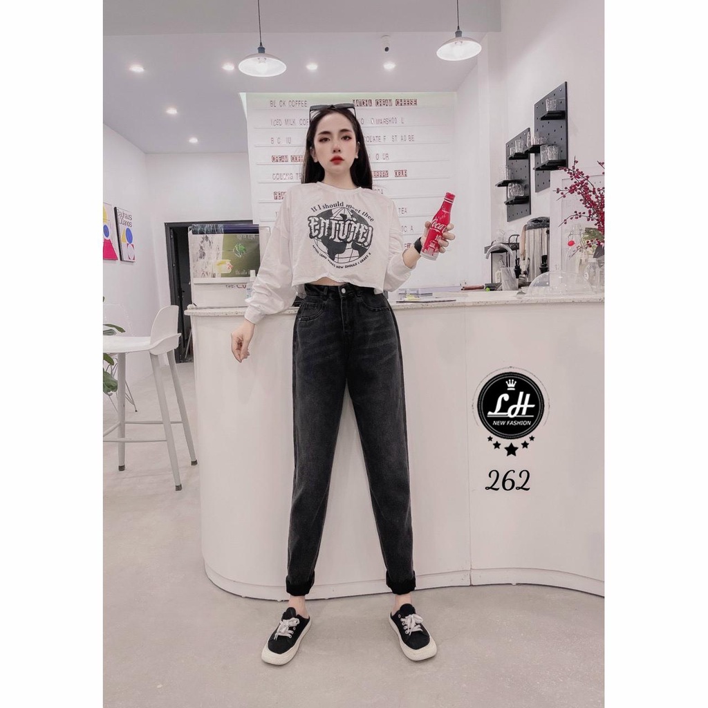 Quần bò baggy đen loang dễ thương cổ điển cho nàng ảnh thật Lê Huy fashion Ms 262