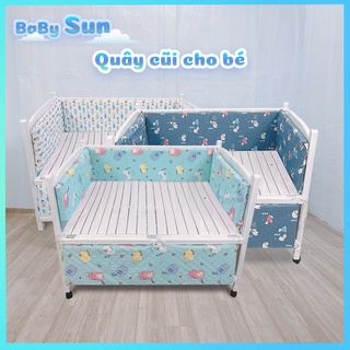 Quây Cũi Cho Bé 4 Tấm Lót Đệm Trứng BabySunChất Liệu Bông Gòn 4D Vỏ 100% Cotton Nhiều Màu Sắc Và Kích Thước