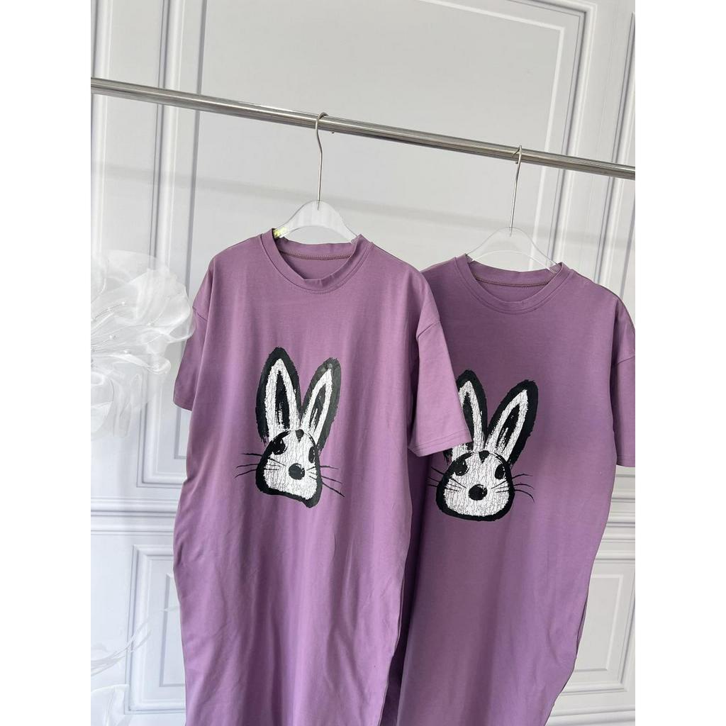 ĐẦM MAXI TÍM IN THỎ